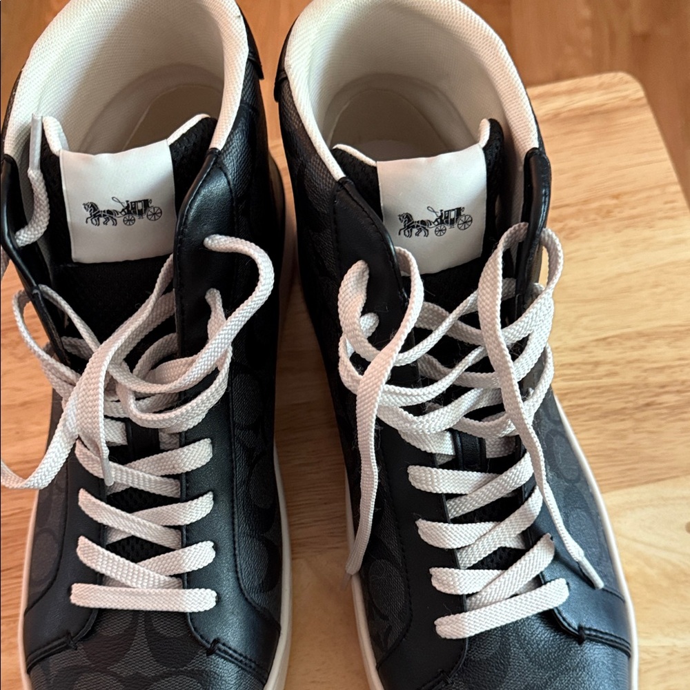 Coach Black and White Monogram Athletic Shoes - Picture 7 of 7